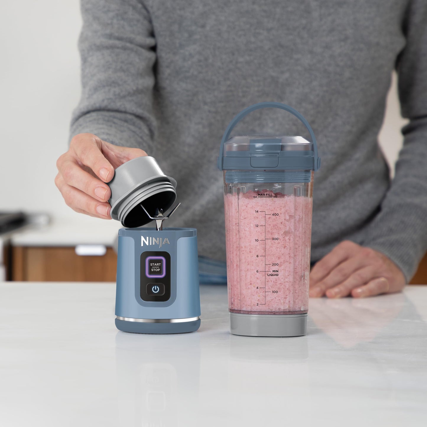 Ninja Blast 530ml Portable Smoothie Maker, Wireless, Leak-Proof Lid, Crushes Ice & Fruit