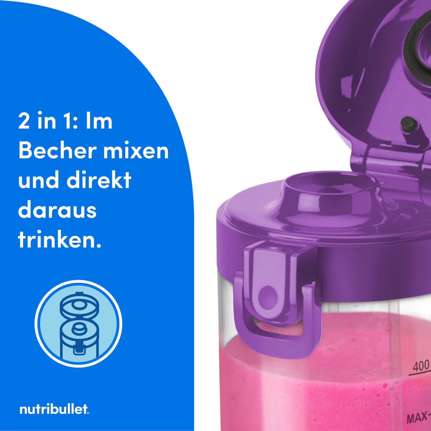 Nutribullet 475ml Portable Smoothie Maker, Wireless, Crushes Ice & Fruit