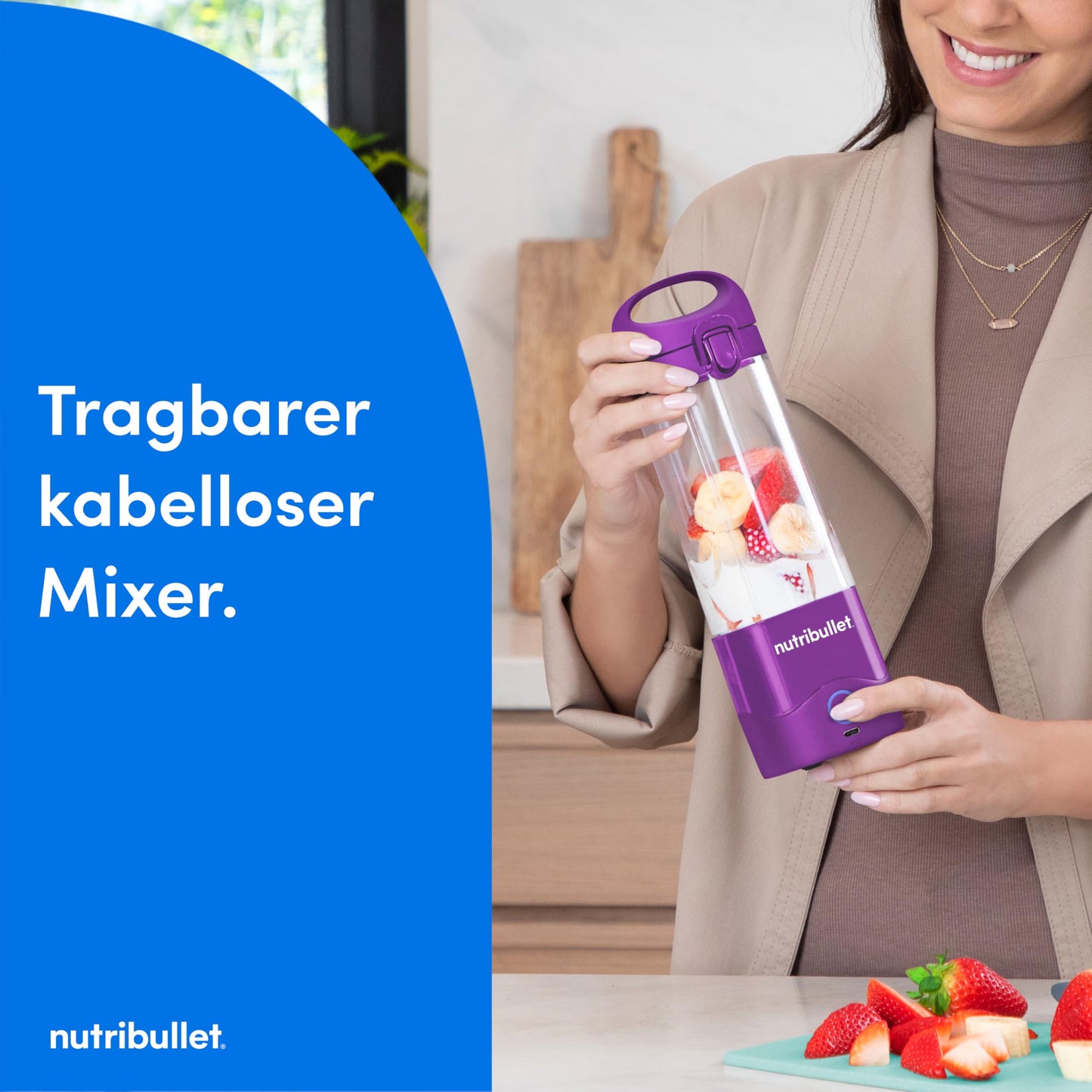 Nutribullet 475ml Portable Smoothie Maker, Wireless, Crushes Ice & Fruit
