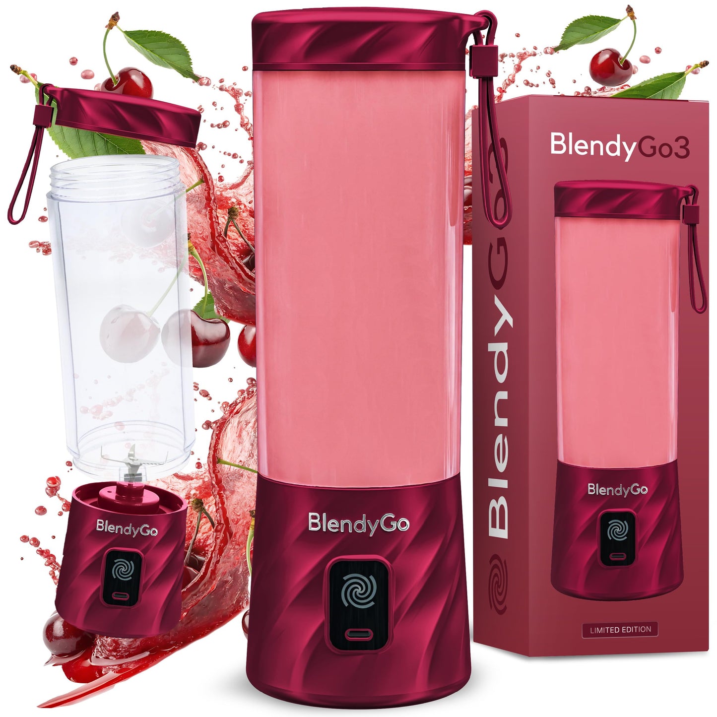 BlendyGo 3 550ml Portable Smoothie Maker, Wireless, Crushes Ice & Fruit, BPA-Free
